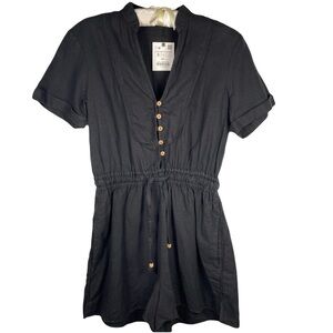 New Zara Linen Blend Jumpsuit Black Size S